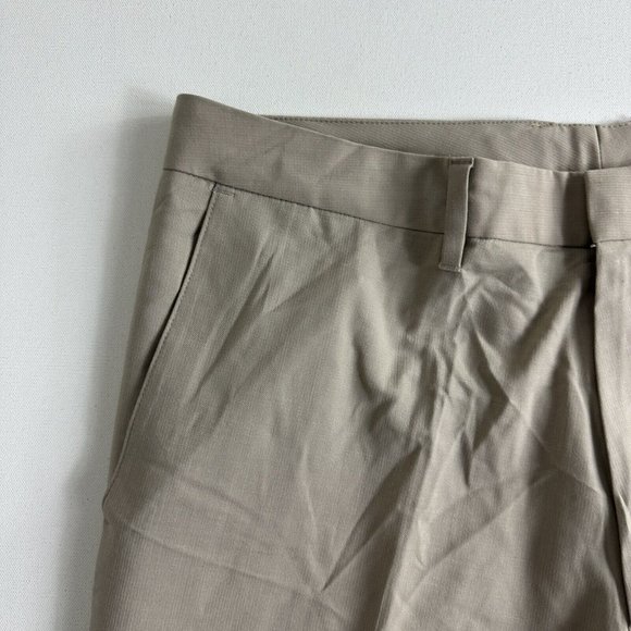 Hugo Boss Cagan Pants Mens 38R Solid Beige Wool Blend Flat Front Slacks - Picture 5 of 10
